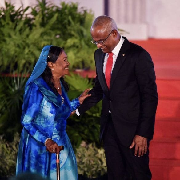 Ms. Abidha Ahmed with President Solih at a state event (File Photo: President's Office)