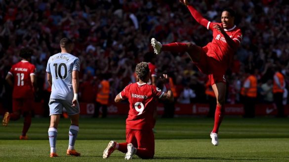 Firmino Celebrates with Virgil Van Dijk