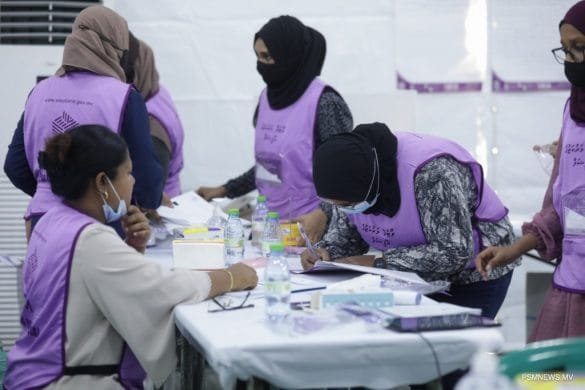 Officials engaged in ballot counting at a polling station during the 2018 Presidential Election (Photo: PSM News)