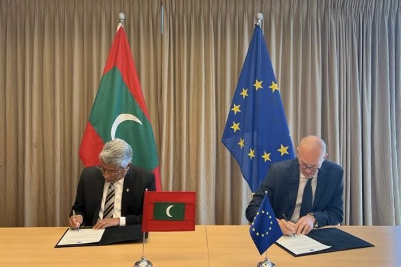 Maldives and European Union sign the Financing Agreement to launch the initiative on strengthening the rule of law and anti-corruption in the Maldives (Photo: Twitter/@MoFAmv)