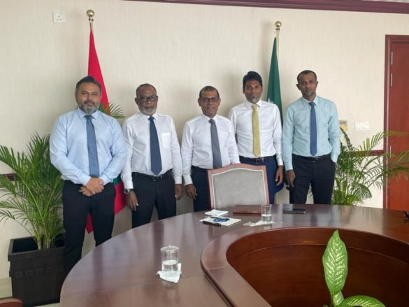 Parliament Speaker Nasheed holds discussions with leaders of the opposition PPM-PNC coalition on May 8, 2023 (Photo: Twitter/@Banafsaa)