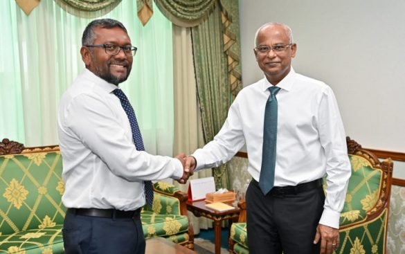 MDP Chairperson and Economic Minister meeting President Ibrahim Mohamed Solih (Photo: President's Office)