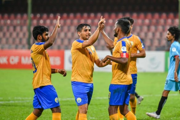 Players of Club Valencia during a Dhivehi Premier League match (Photo: Facebook/Club Valencia)