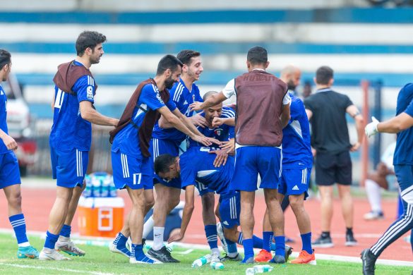 Kuwait players celebrate extra-time winner in the SAFF Championship semi-final against Bangladesh (Photo: SAFF)