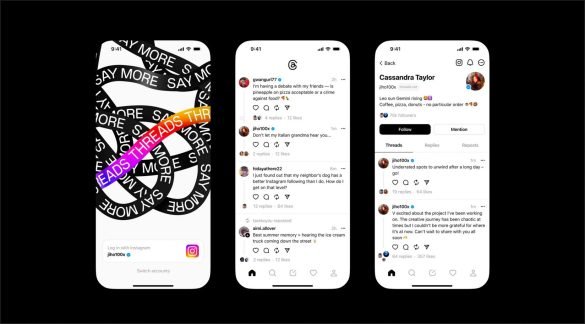 A compilation of Threads' user interface, side by side (Photo: Meta)