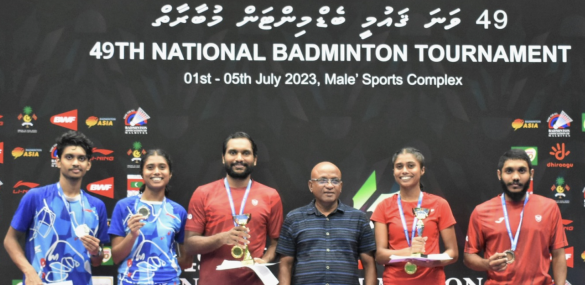 Zayan and Nabeeha dominated games throughout the 49th National Badminton Tournament (Photo: Facebook/ Badminton Association of Maldives)