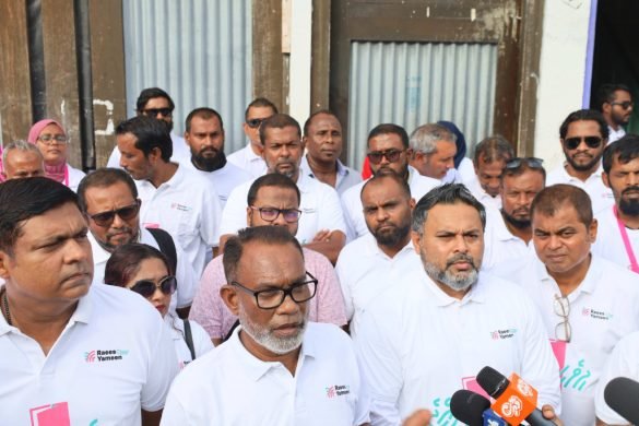 Senior officials of the opposition PPM/PNC coalition at former President Abdulla Yameen's presidential campaign launch event (Photo: Dhiyares)