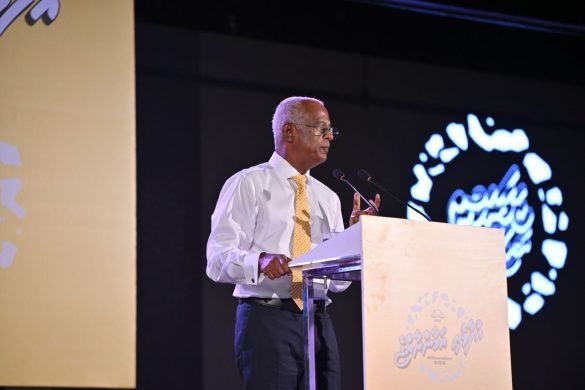 President Ibrahim Mohamed Solih addressing supporters at a campaign event in Male' City on Thursday (Photo: MDP)