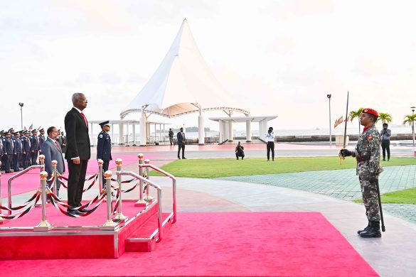 President Ibrahim Mohamed Solih at the flag ceremony marking National Day 1445 on Saturday. (Photo: President’s Office)