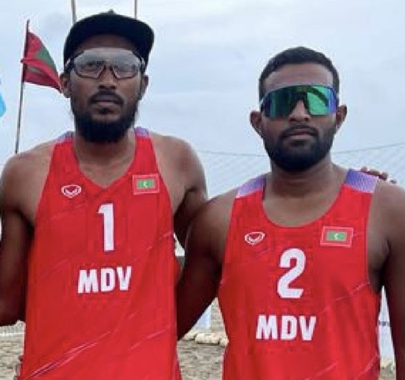 Maldives beach volleyball pair Adam Naseem (Adam) and Ismail Sajid (Kuda Kaatte) advanced to the CAVA Men's Beach Volleyball Tour in Bangladesh on Thursday (Photo: VAM)