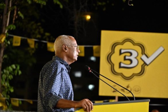 President Ibrahim Mohamed Solih speaks during a campaign rally in Male'. (Photo: MDP)