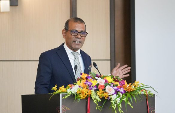 Parliament Speaker and former President Mohamed Nasheed speaks at the opening ceremony of the Brain and Spine Conference 2023 at Villa Nautica resort on Wednesday, 25 October 2023.(Photo: People's Majlis)