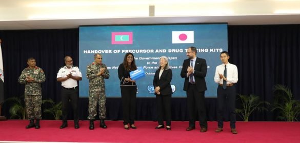 Japan donated MVR 38 million worth precursor and drug testing kits to the Maldives National Defence Force (MNDF). (Photo: MNDF)