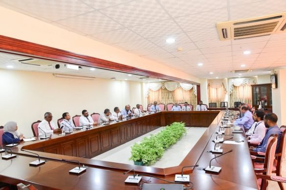 Officials from the Parliament Secretariat and the Office of the President-elect met on Thursday, 26 October 2023, to discuss matters relating to the presidential inauguration. (Photo: People's Majlis)