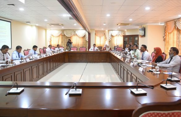 Auditor General Hussain Niyazy and senior officials of the Auditor General’s Office (AGO) at the Parliament Public Accounts Committee meeting held on Monday, 16 October 2023. (Photo: People’s Majlis)