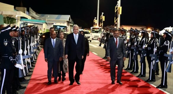 Sri Lankan President Ranil Wickremesinghe arrives in the Maldives on Thursday, 16 November 2023, to attend the Presidential Inauguration 2023. | Photo: MFA