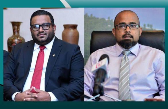 Former Vice President Ahmed Adeeb (L) and former Managing Director of MMPRC Abdulla Ziyath.