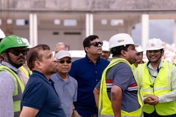 Minister of Transport and Civil Aviation Mohamed Ameen inspects the progress of Hanimaadhoo International Airport expansion project. | Photo: X/@MoTCAmv